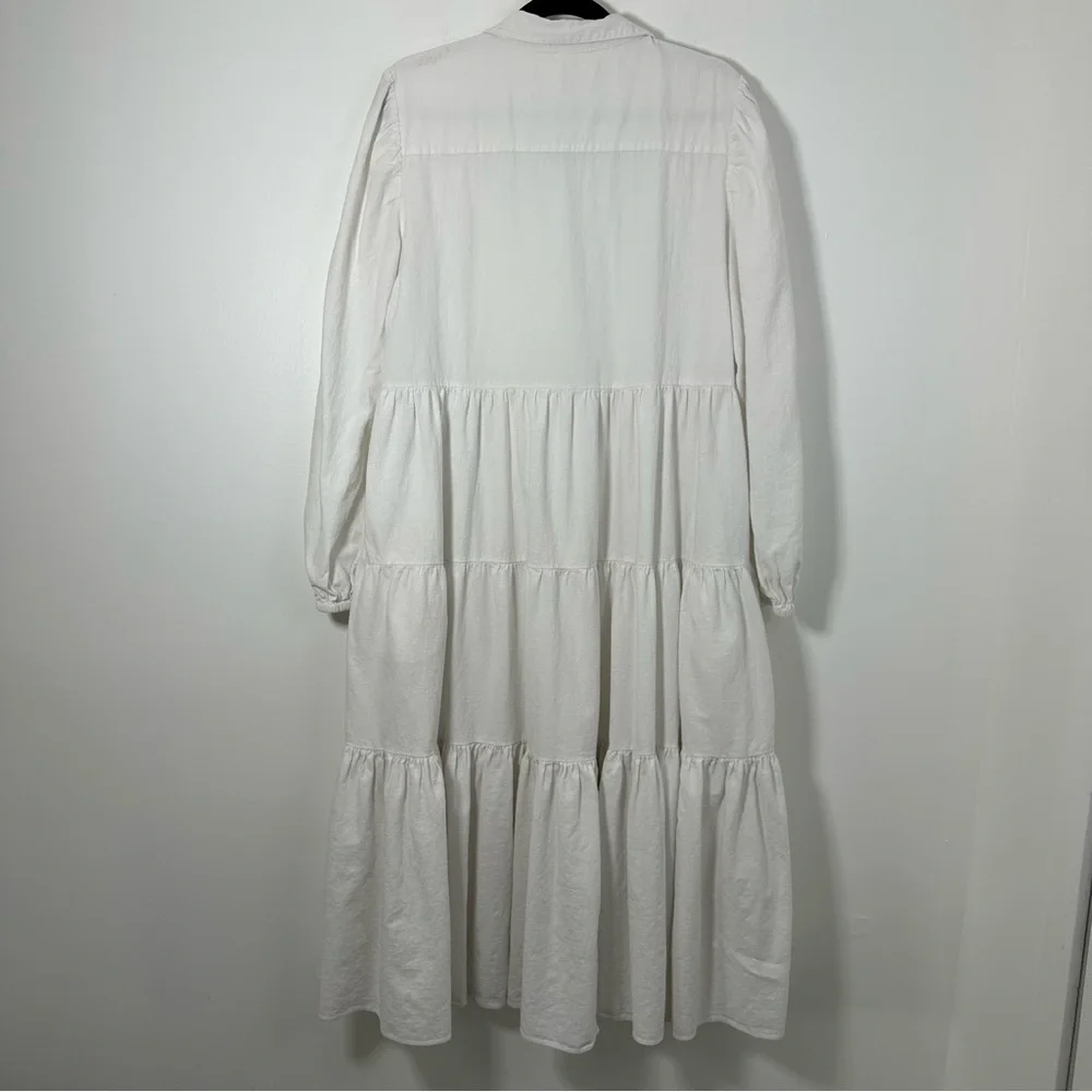 Free People Light Heart Oversized White Tiered Boho Maxi Dress Size S